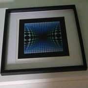 Tableau Vintage Art Optique - Victor Vasarely - Frame 40x40cm