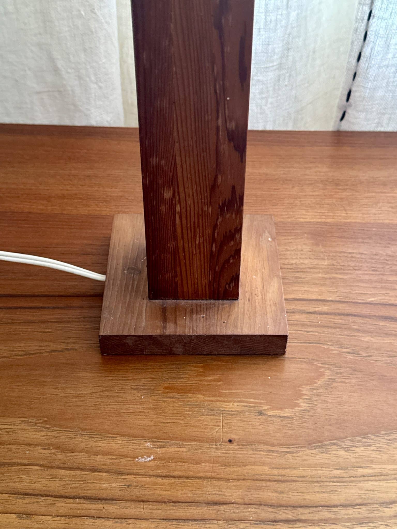 Vintage lamp made of wood and wool, 1970s.