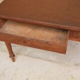 Vintage wooden and leather desk dining table