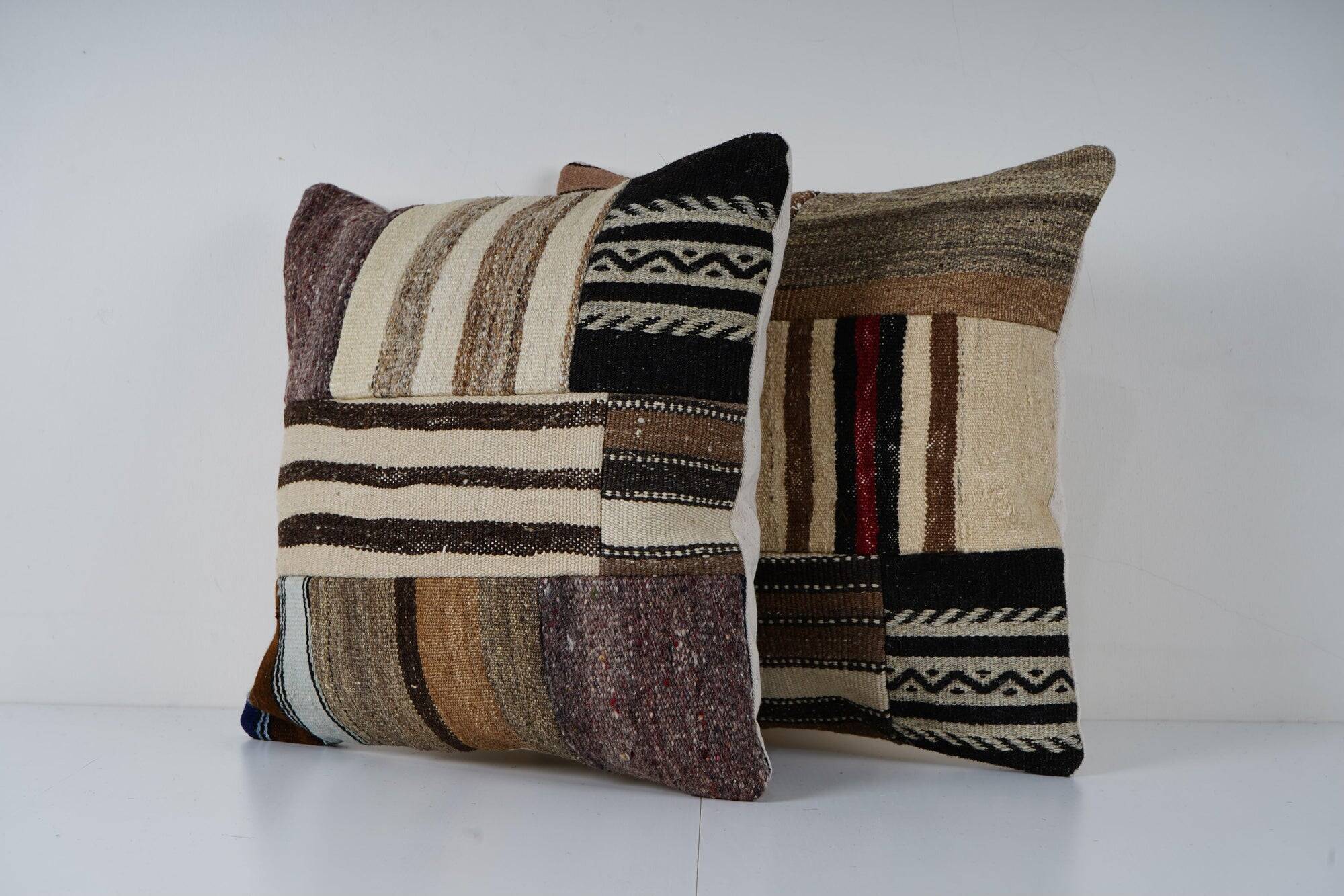 Set of 2 vintage kilim cushion covers 51x51 cm