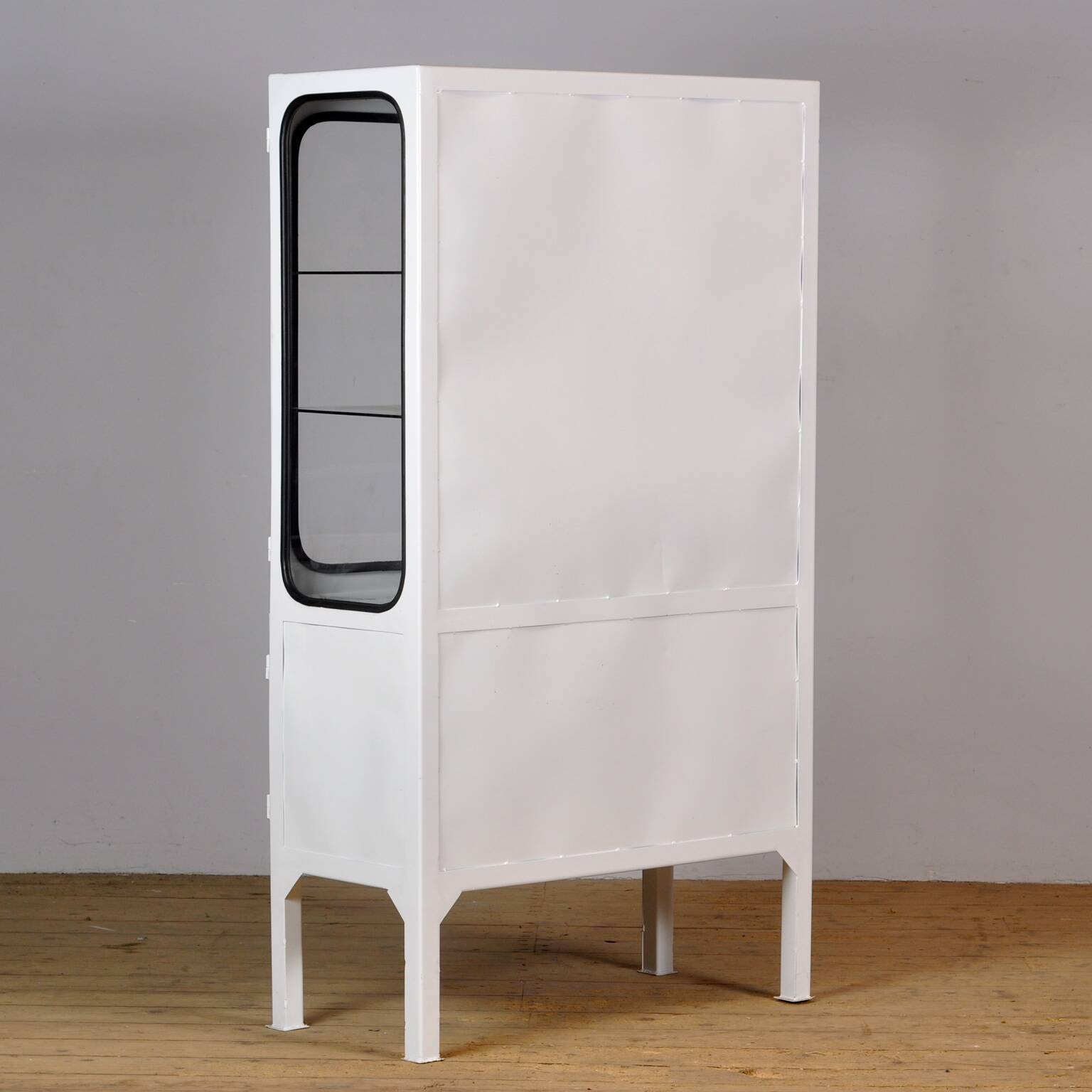 Restored Vintage Iron And Glass Medical Cabinet, 1970s