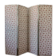 Antique 4-panel screen in pine, restored, "Grand Teint furniture" fabric.