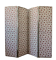 Antique 4-panel screen in pine, restored, "Grand Teint furniture" fabric.