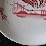 Henriot in Quimper - Set of 6 flat plates - Decorated with a pink rooster