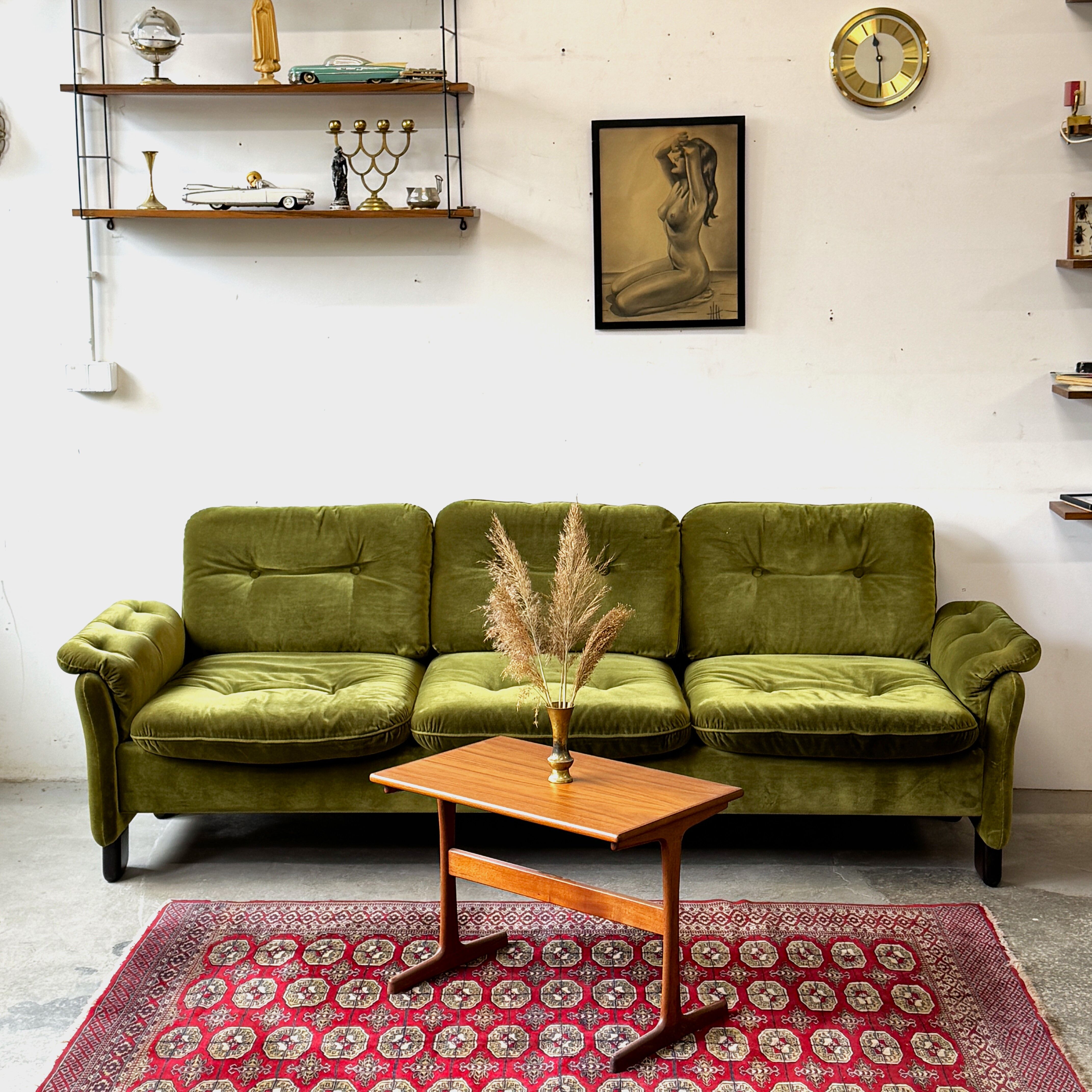 Velvet Sofa, Denmark, 1960s, Mid-C, Vintage
