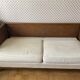 Vintage convertible wooden and cane sofa