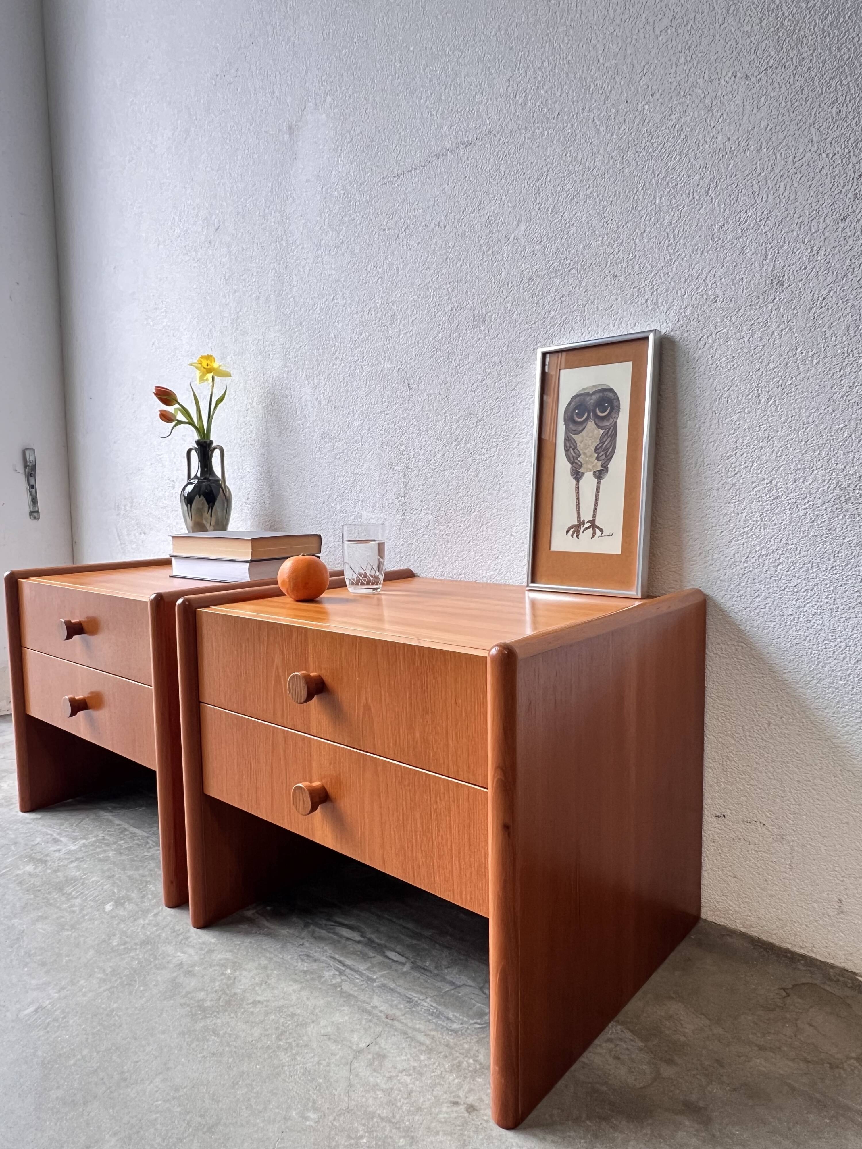 Mid-century teak bedside tables