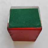Modernist extendable bookends in brushed stainless steel and red 1970's