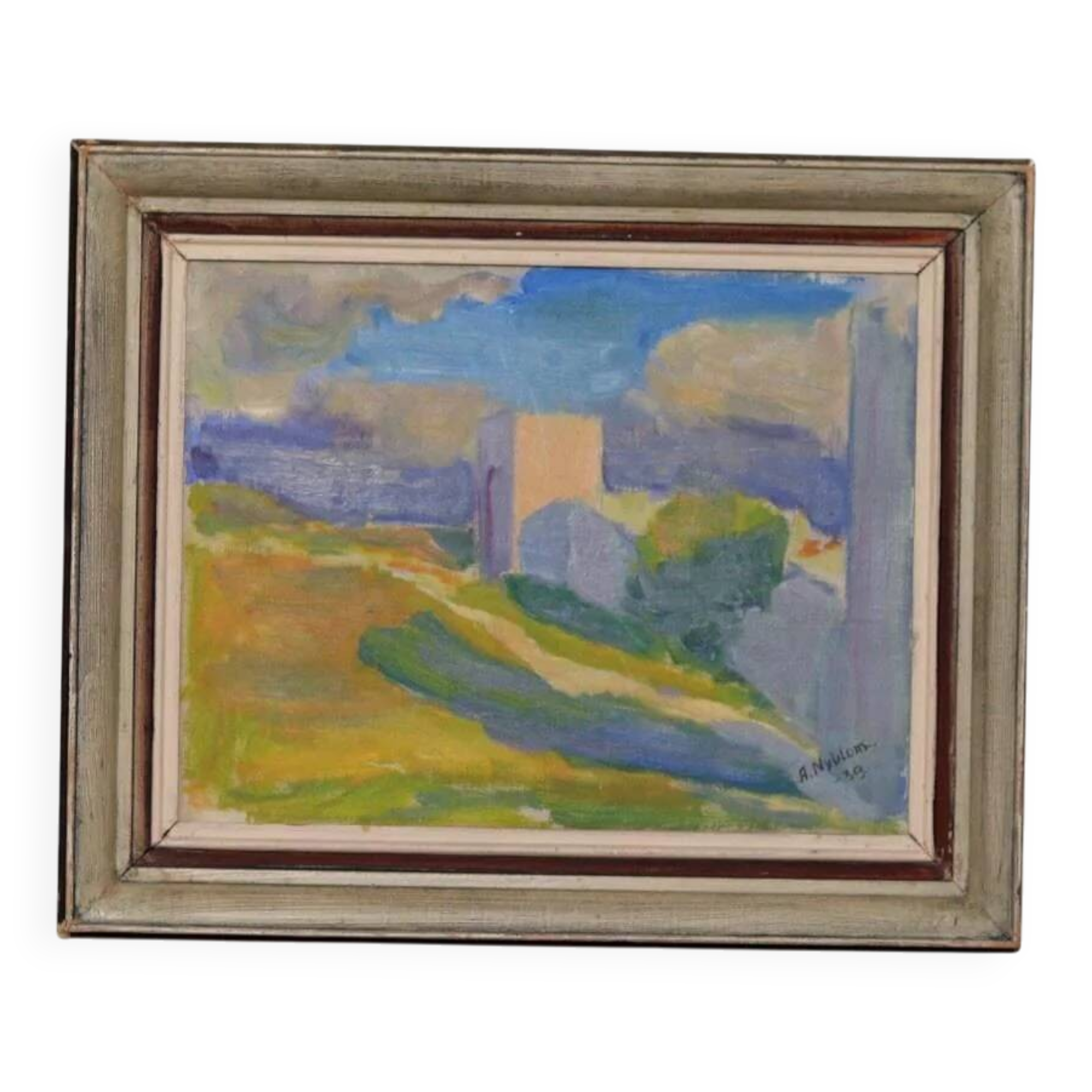 Original Swedish Oil on Canvas – “Summer Landscape” by A. Nyblom