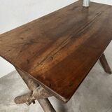Solid walnut desk, folk art, Savoy, circa 1900