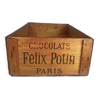 Caisse en bois originale et vintage chocolats Felix Potin