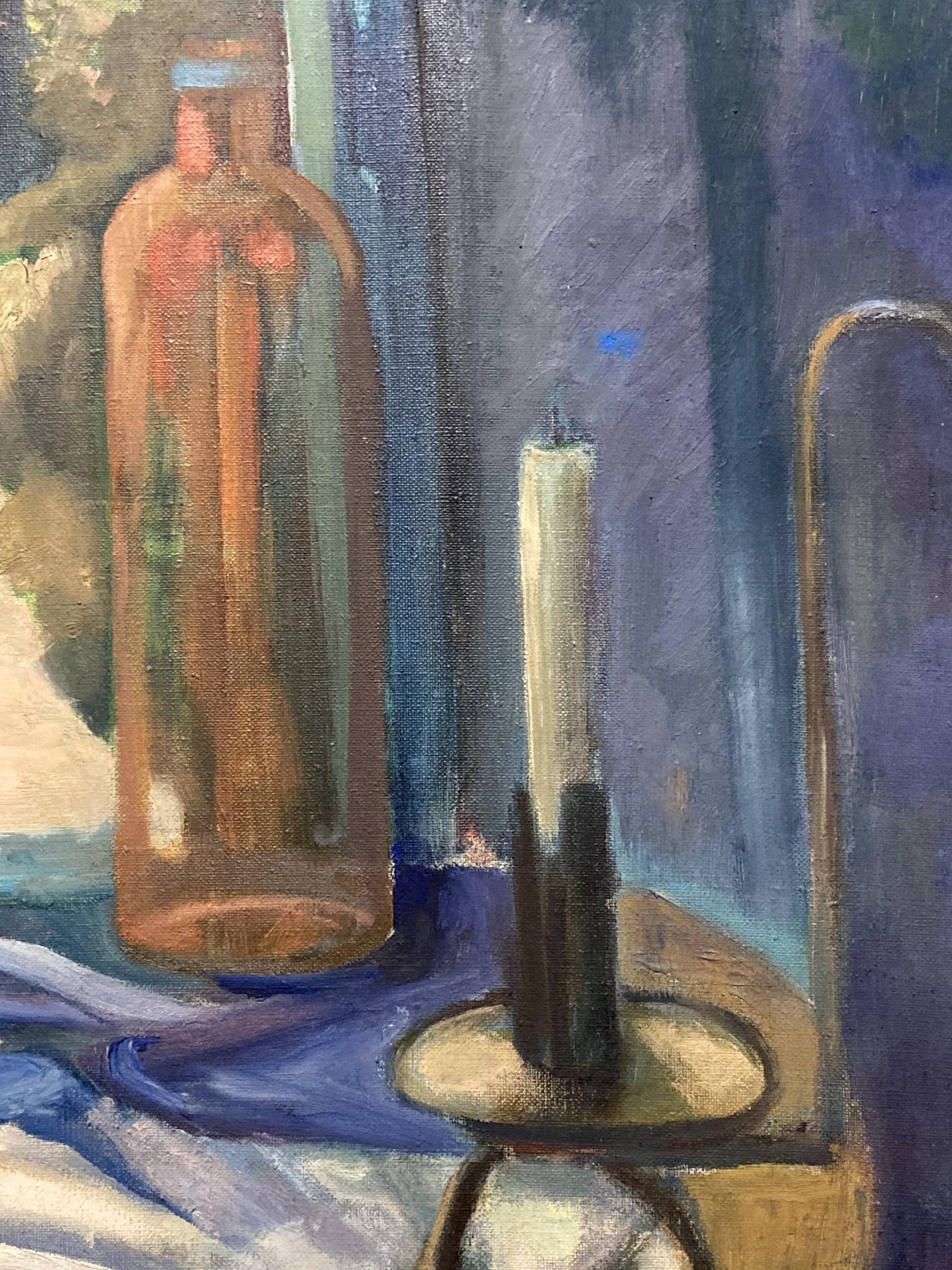 Leray, "In Front of the Window", fauvist still life, oil on canvas