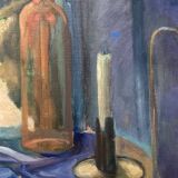 Leray, "In Front of the Window", fauvist still life, oil on canvas