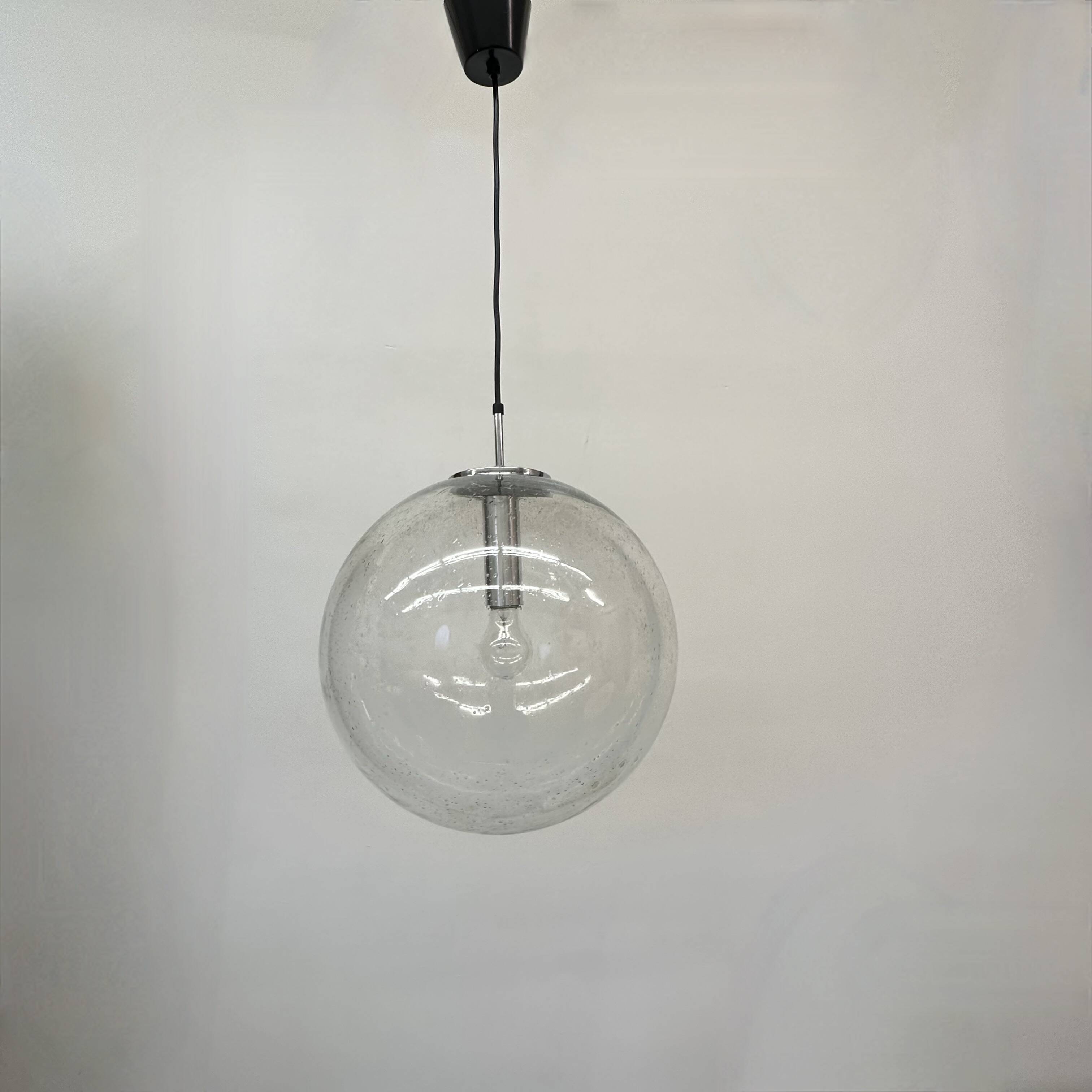 Large Limburg Glashütte hanging lamp globe 1970s Germany