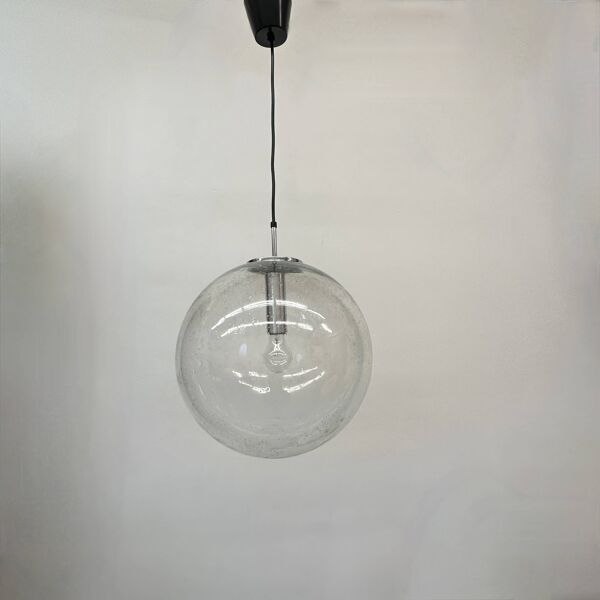 Grande lampe suspendue globe Limburg Glashütte années 1970 Allemagne