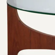 Round coffee table in teak and glass, after Hugues Poignant – 1960s