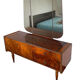 Coiffeuse ronce de noyer, triple miroir & laiton -Regency/ Art Déco