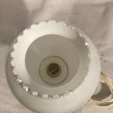 Foot red glass Table lamp + reflector ball Opaline white Vintage