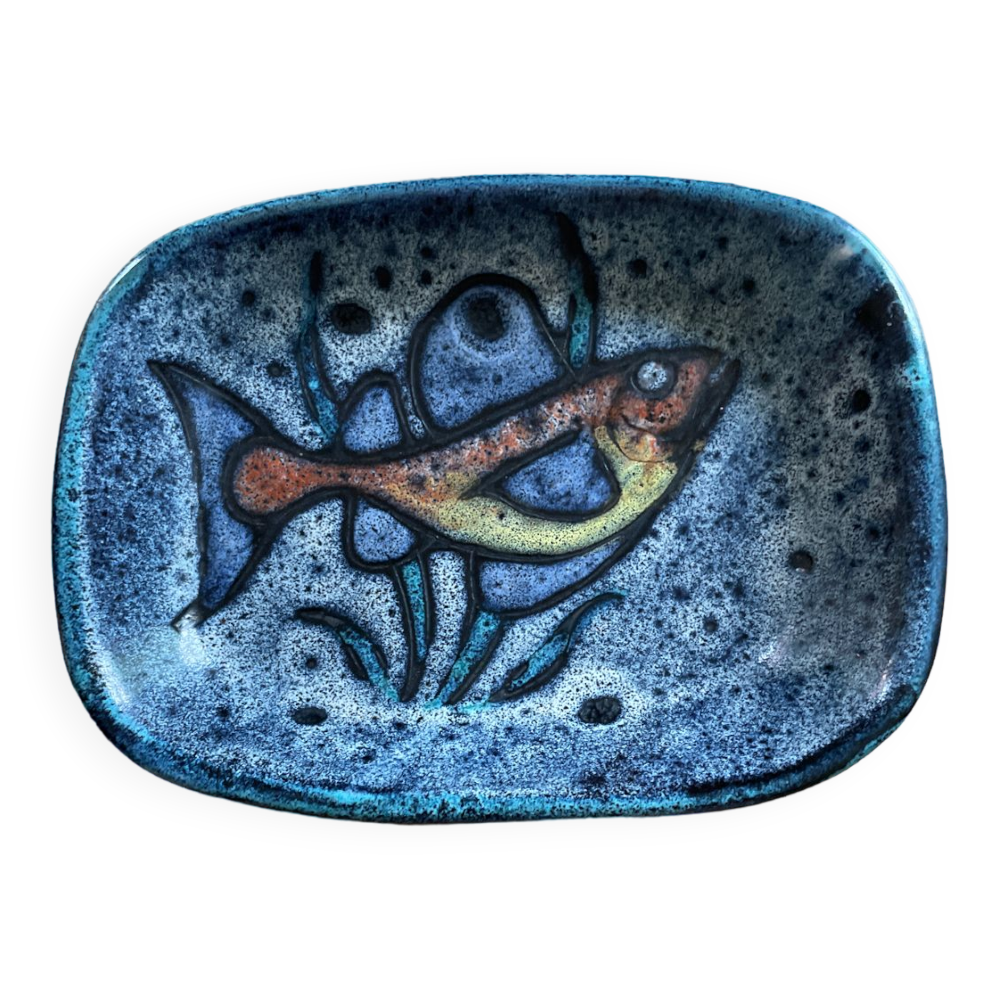 Vintage ceramic fish pattern tidy