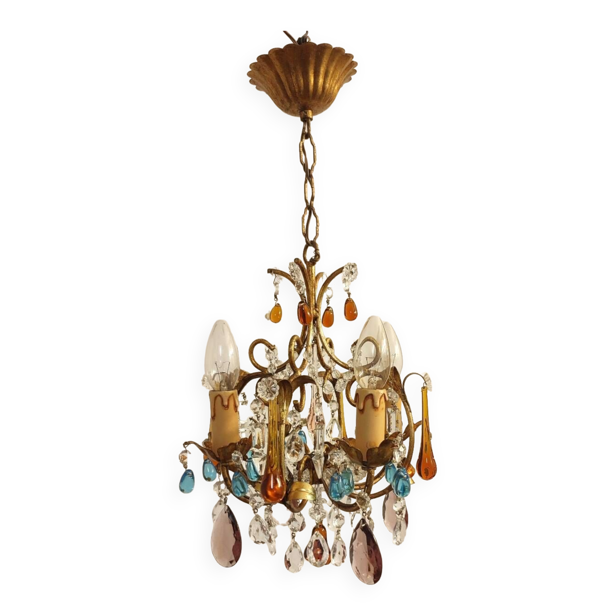 Crystal ceiling lamp. Spain, 1960s.