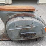 Scooter stool with teak seat