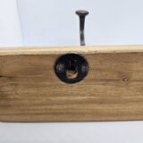 Solid teak coat hook with 2 double cast iron hooks