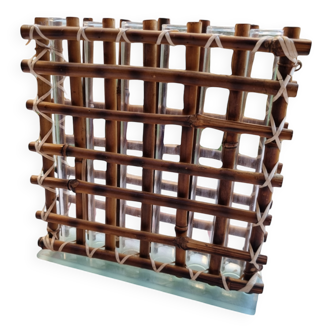 Glass and rattan vase