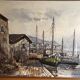 Marine painting boats in port