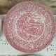 Set of 6 dessert plates in English porcelain red country décor