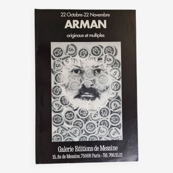 Original exhibition poster, vintage "Arman", originals and multiples, 70s, 40 x 60 cm