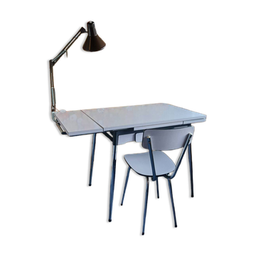 Ensemble table formica extensible et chaise vintage années 60