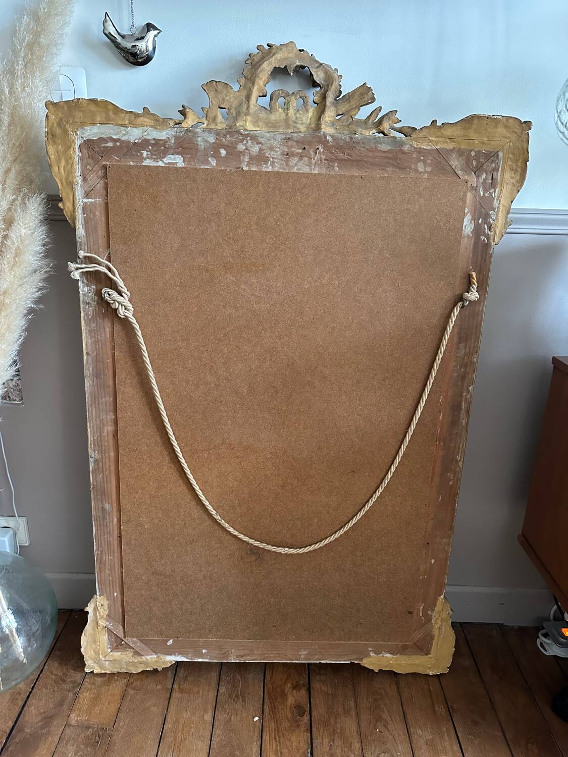 Antique gilded wood fireplace trumeau mirror 125x80