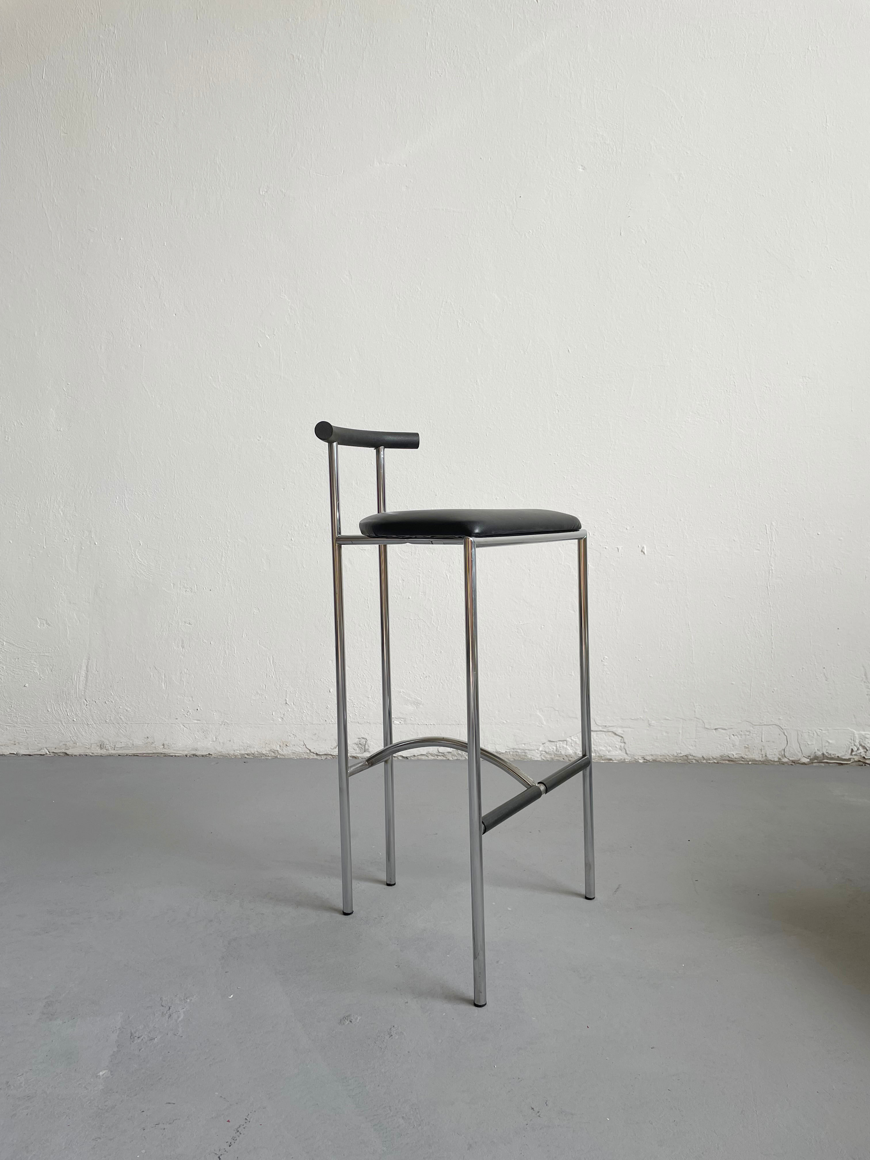 Italian Postmodern Black Tokyo Stool by Rodney Kinsman for Bieffeplast, 1985