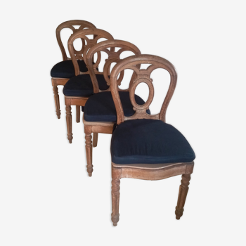 Ensemble de 4 chaises en chene style shabby