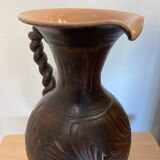 Scarified ceramic vase with twisted handle - African style