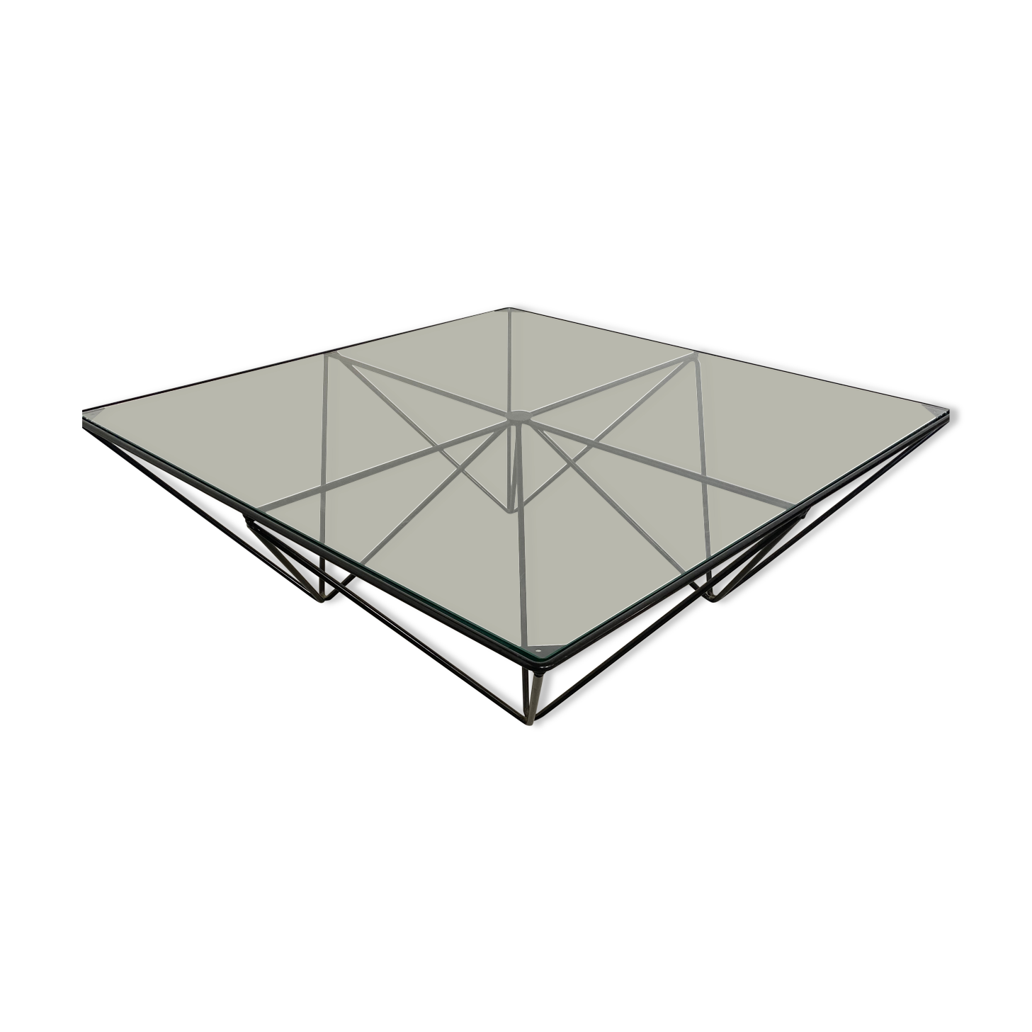 Coffee table Italian design year 80 metal and geometric glass