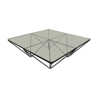 Coffee table Italian design year 80 metal and geometric glass