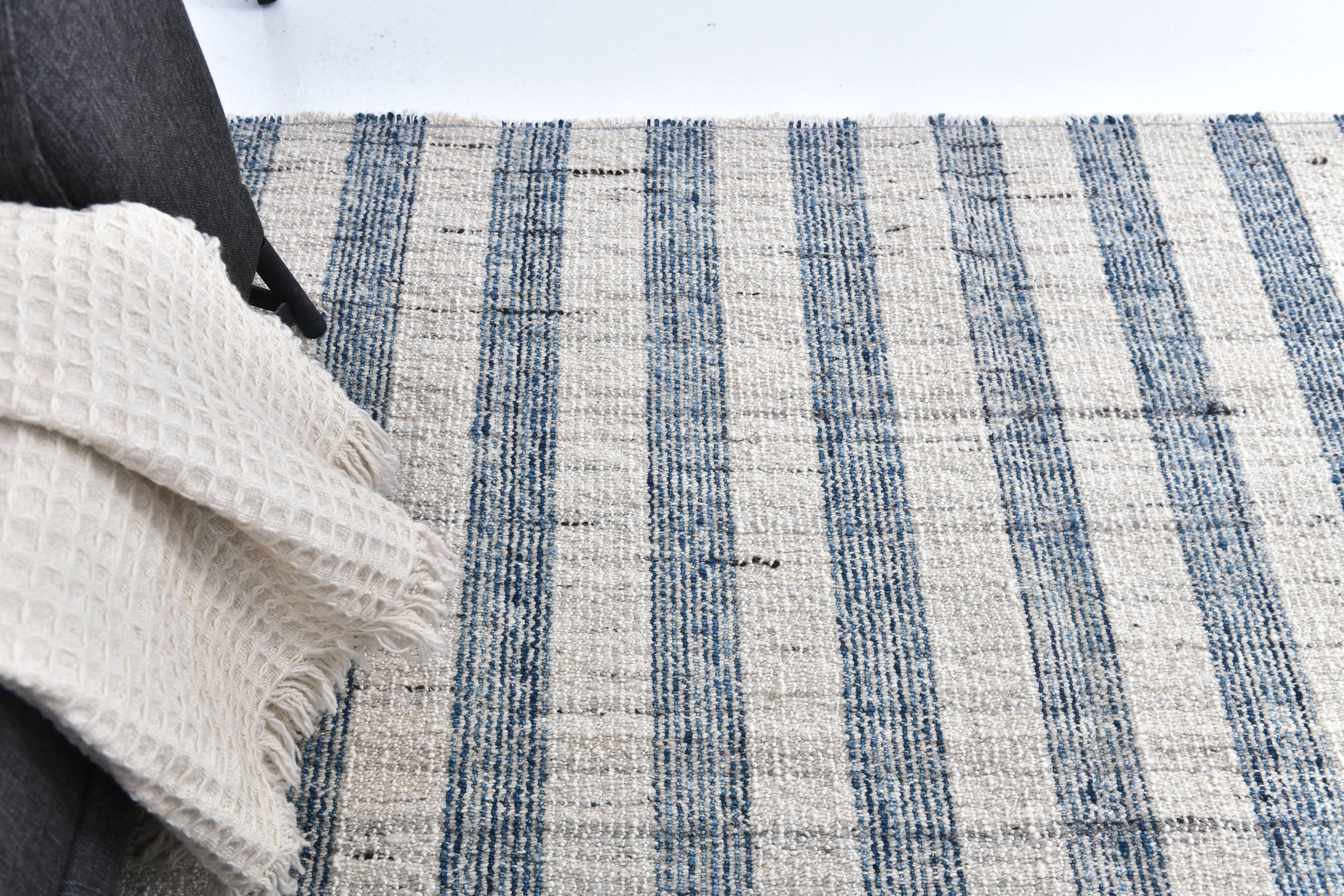 İndigo blue Beige Kilim Rug  190x290 cm, Scandinavian Stile Kilim Rug