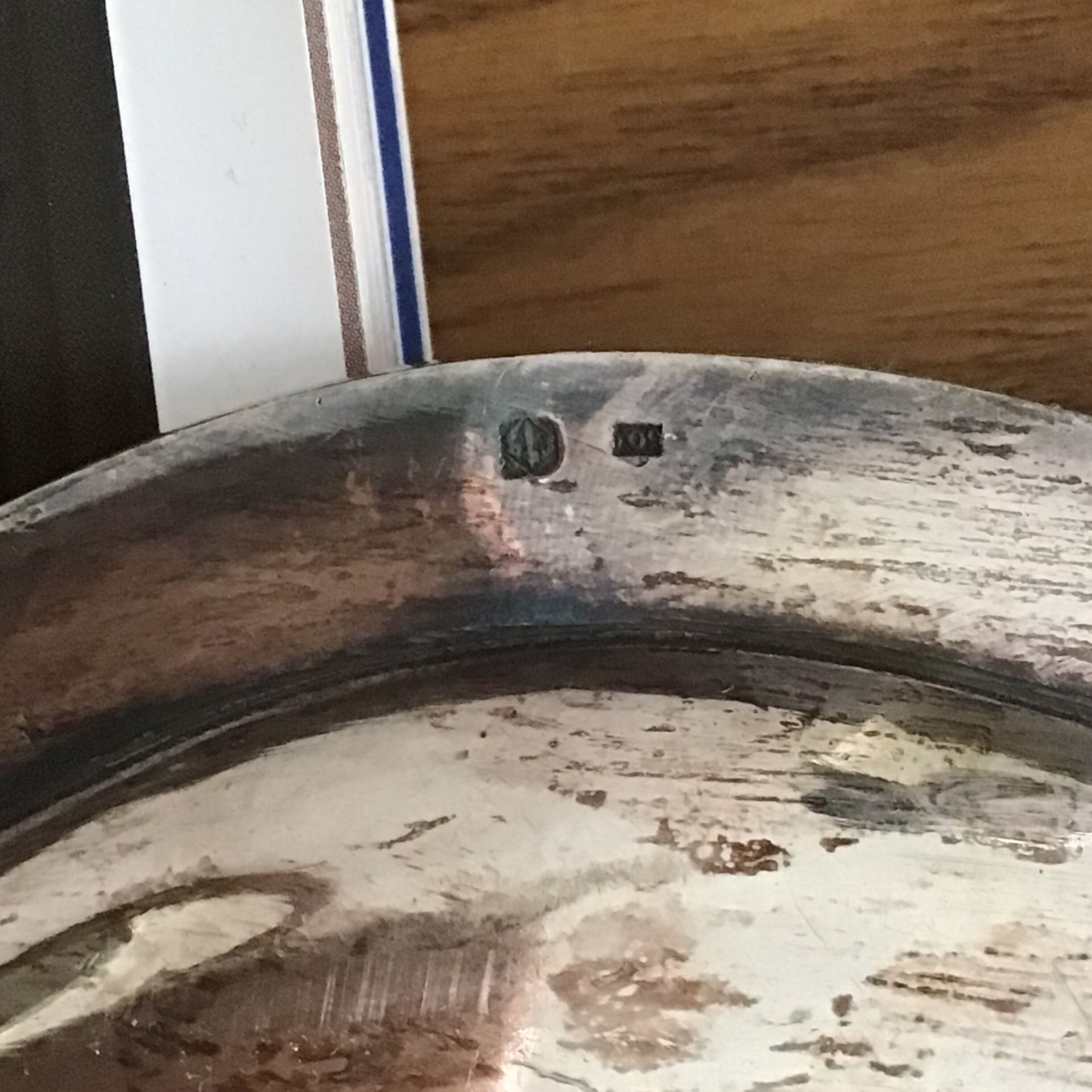 Large silver tray with hallmark