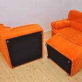 Laauser orange corduroy modular sofa, 70s
