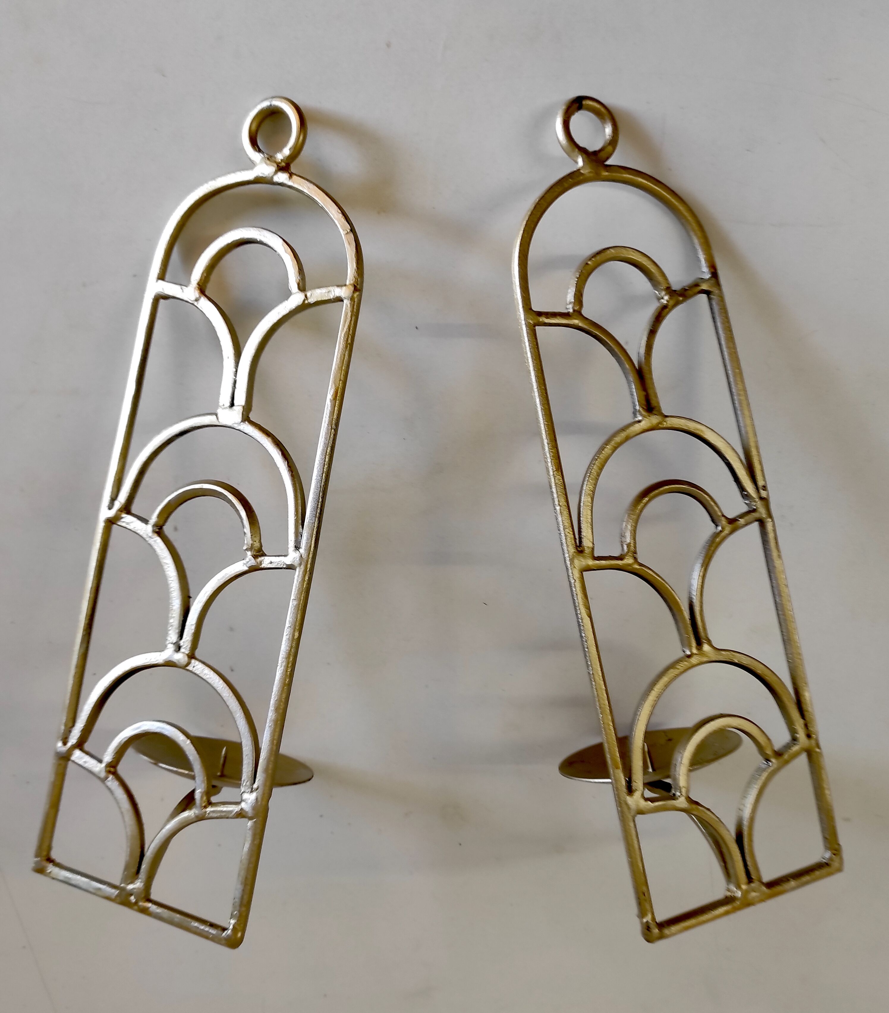 Duo d’appliques bougeoir en métal doré