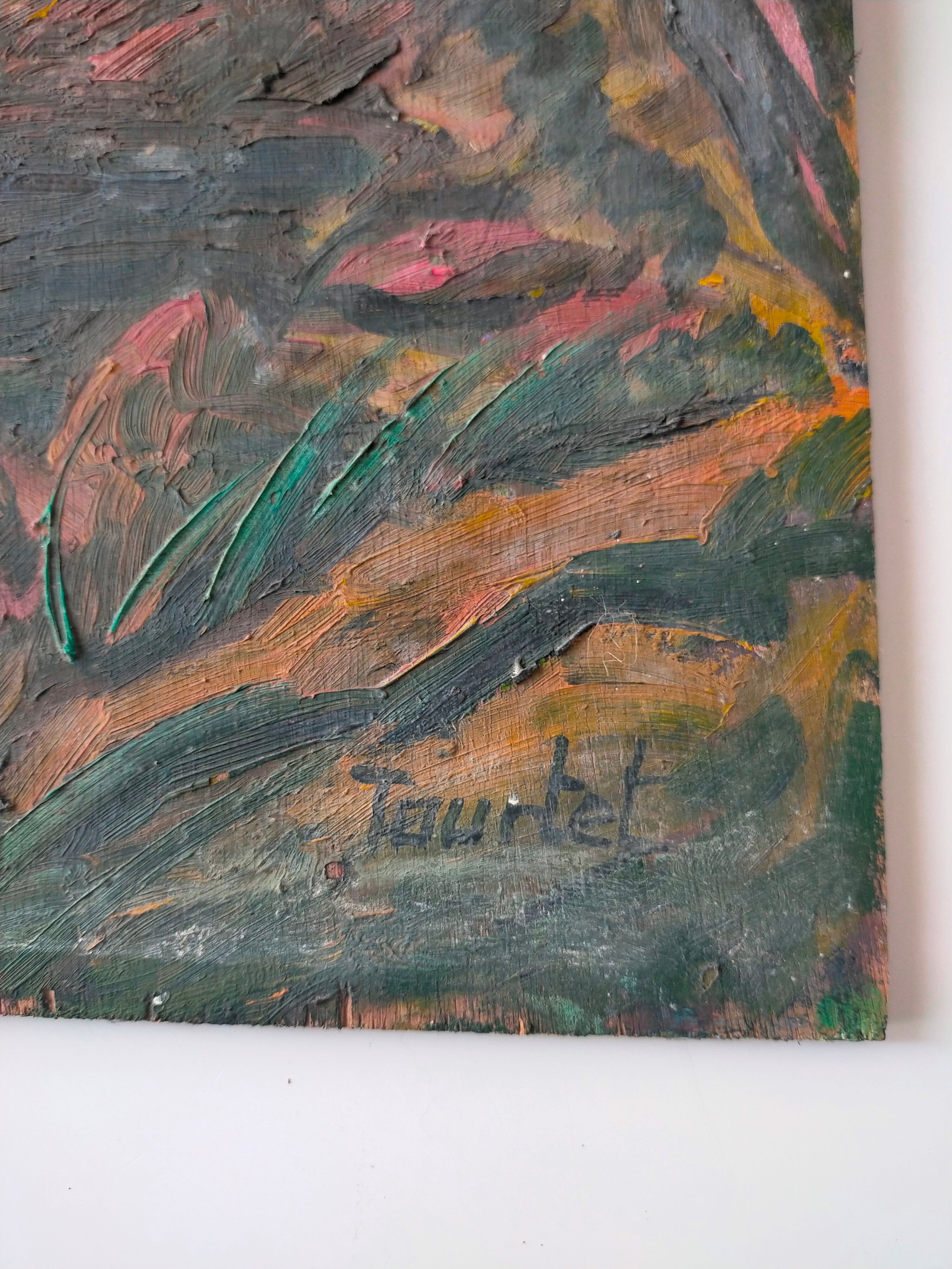 Oil on panel signed tourtet coastal landscape sailboat