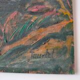Oil on panel signed tourtet coastal landscape sailboat