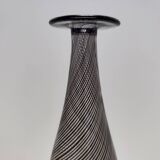 Black Murano Glass Bottle Vase "Mezza Filigrana" by Dino Martens for Aureliano Toso