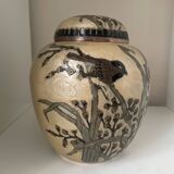 Enameled brass lidded pot