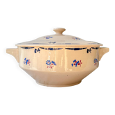 Soupière porcelaine vintage K&G Luneville "Flore" 1950s petites fleures bleues