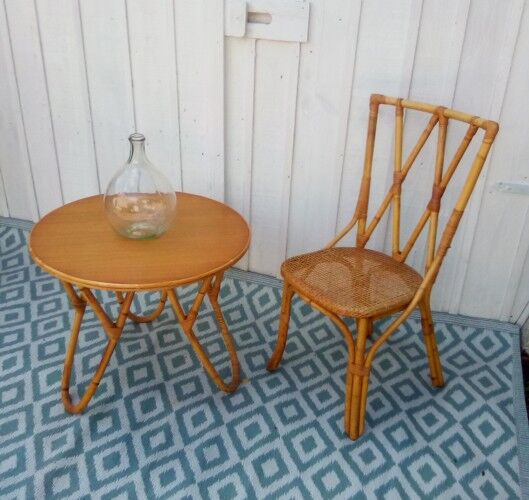 60s rattan coffee table