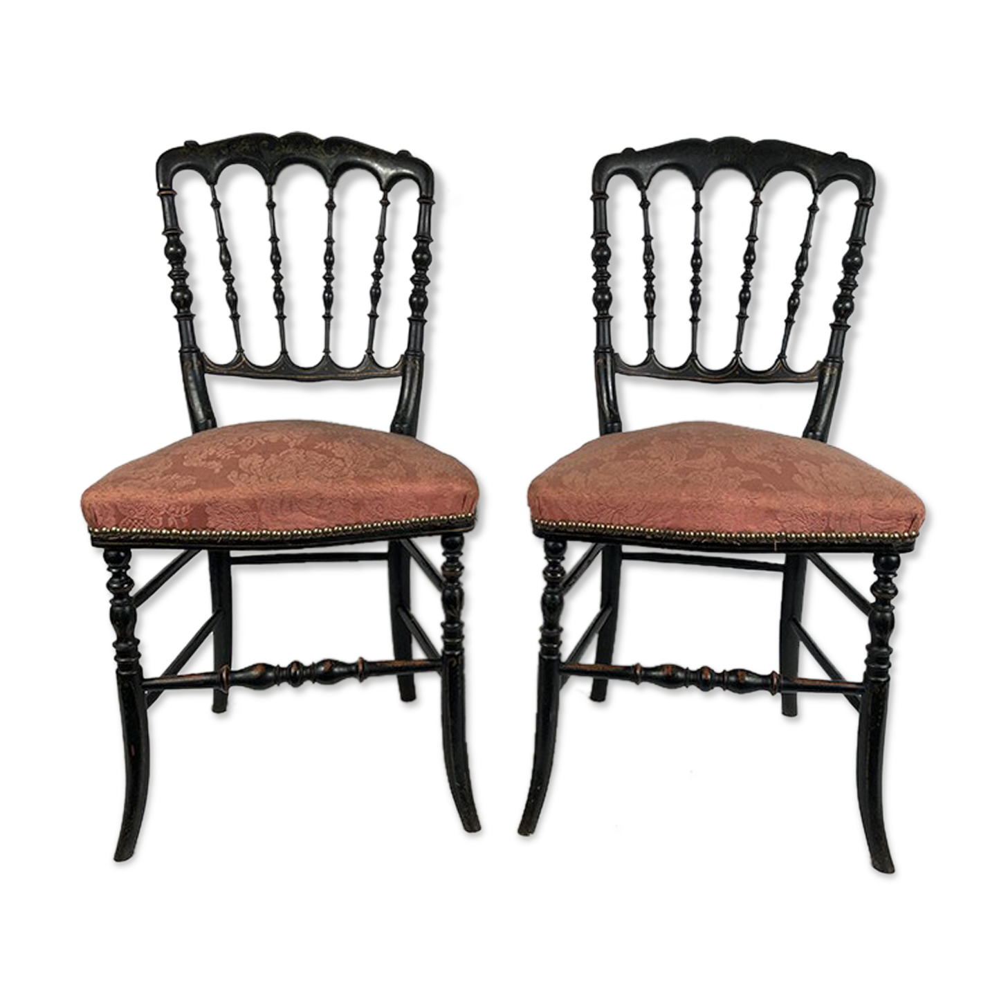 Pair of blackened wooden chairs Napoleon III era