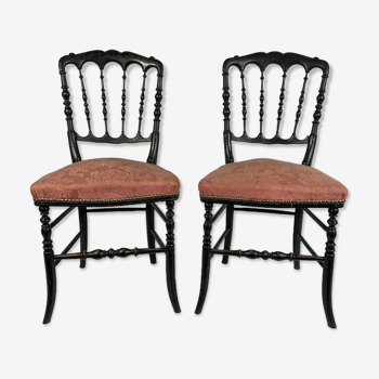 Pair of blackened wooden chairs Napoleon III era