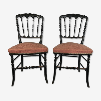 Paire de chaises bois noirci époque napoléon iii